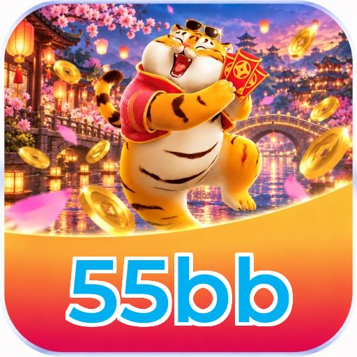 Interface da plataforma 55bb mostrando slots populares e bônus de boas-vindas